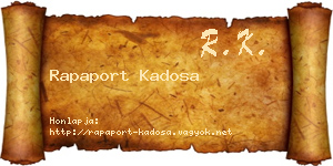Rapaport Kadosa névjegykártya